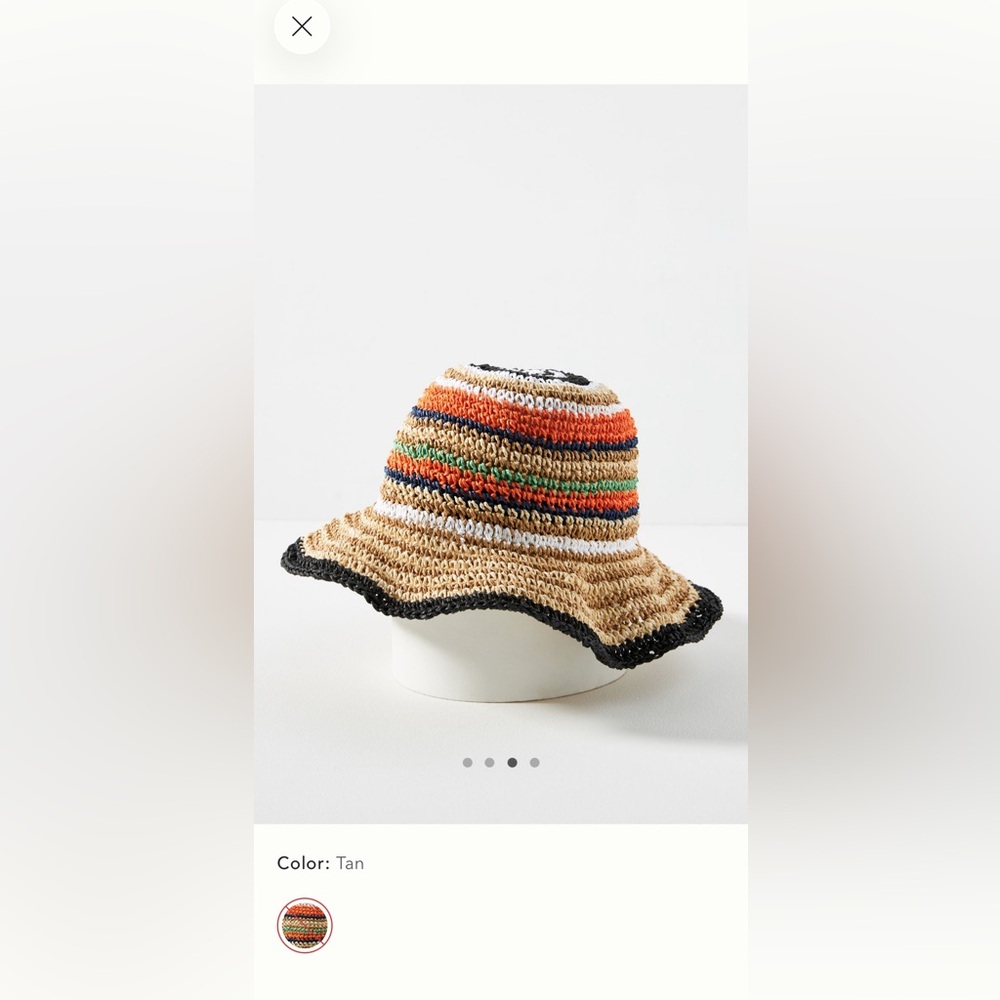 Anthropologie Striped Crochet Bucket Hat